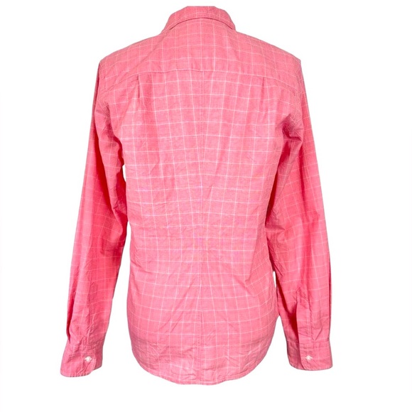 Frank & Eileen Barry Pink White Check Plaid Cotton Button Down Shirt Medium USA - Picture 4 of 6